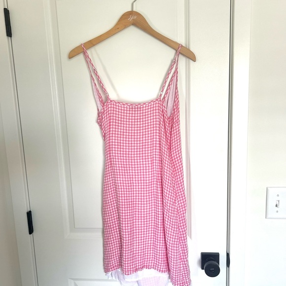 Rails Malia Pink Gingham Wrap Linen Blend Side Tie Dress Sleeveless Small - Picture 5 of 5